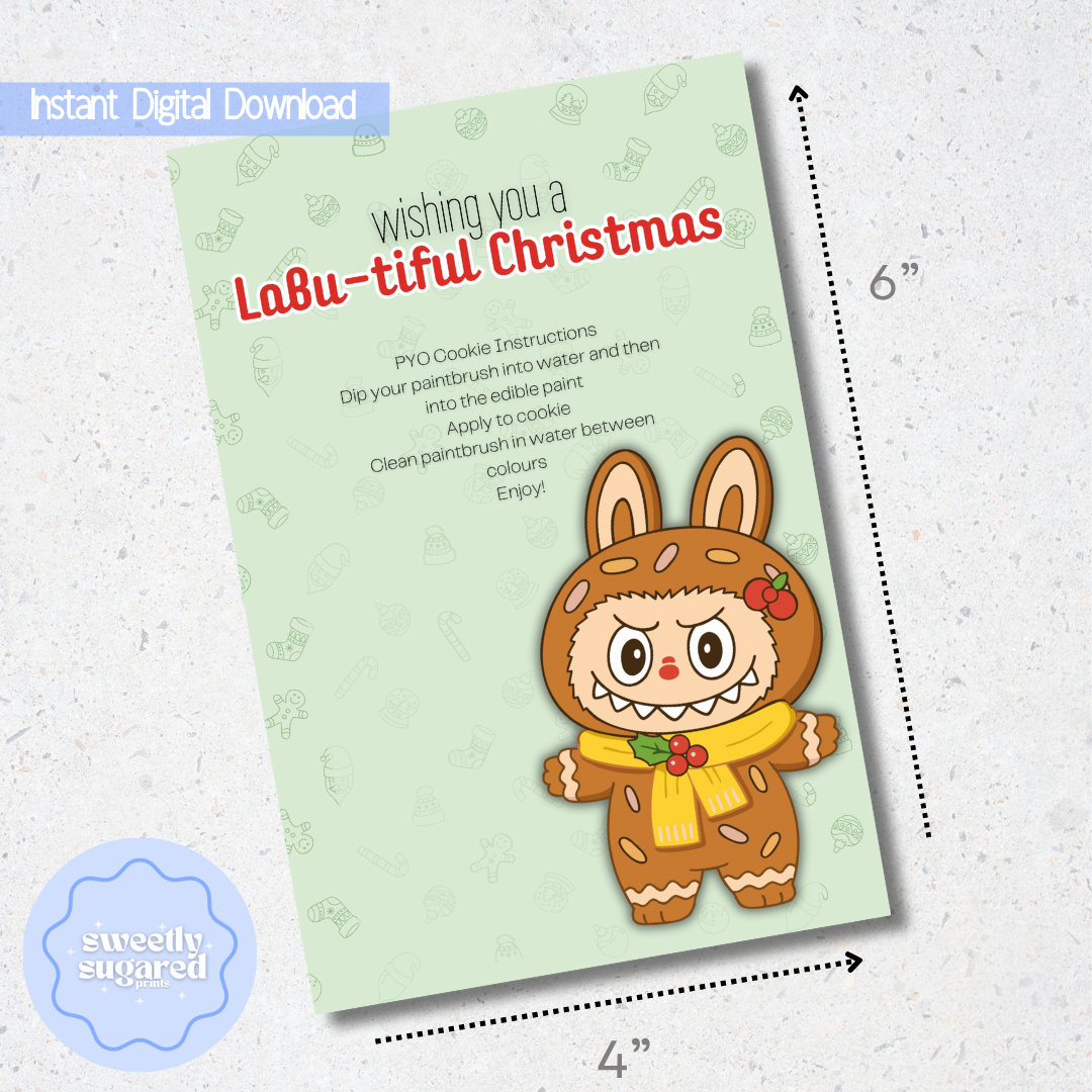 DIGITAL- Labubu Christmas cookie card- gingerbread