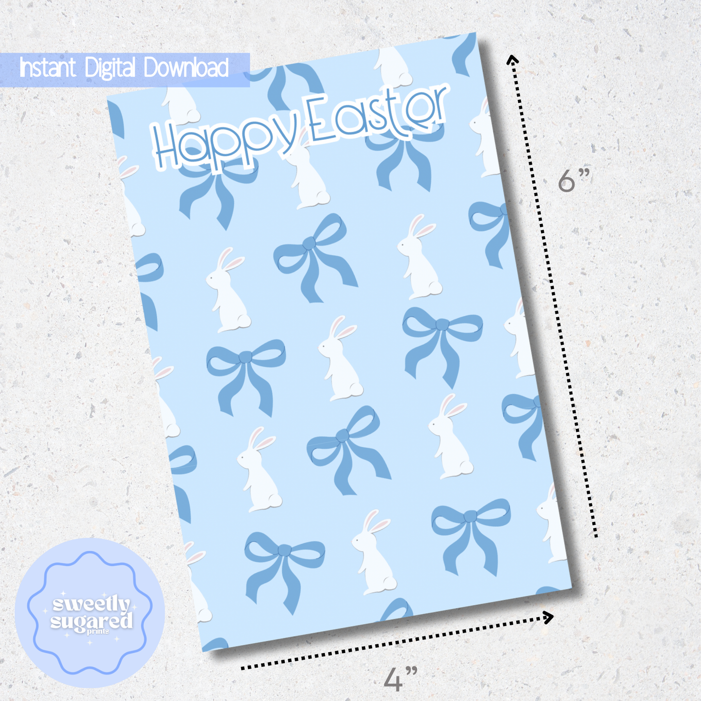 DIGITAL blue bows cookie card