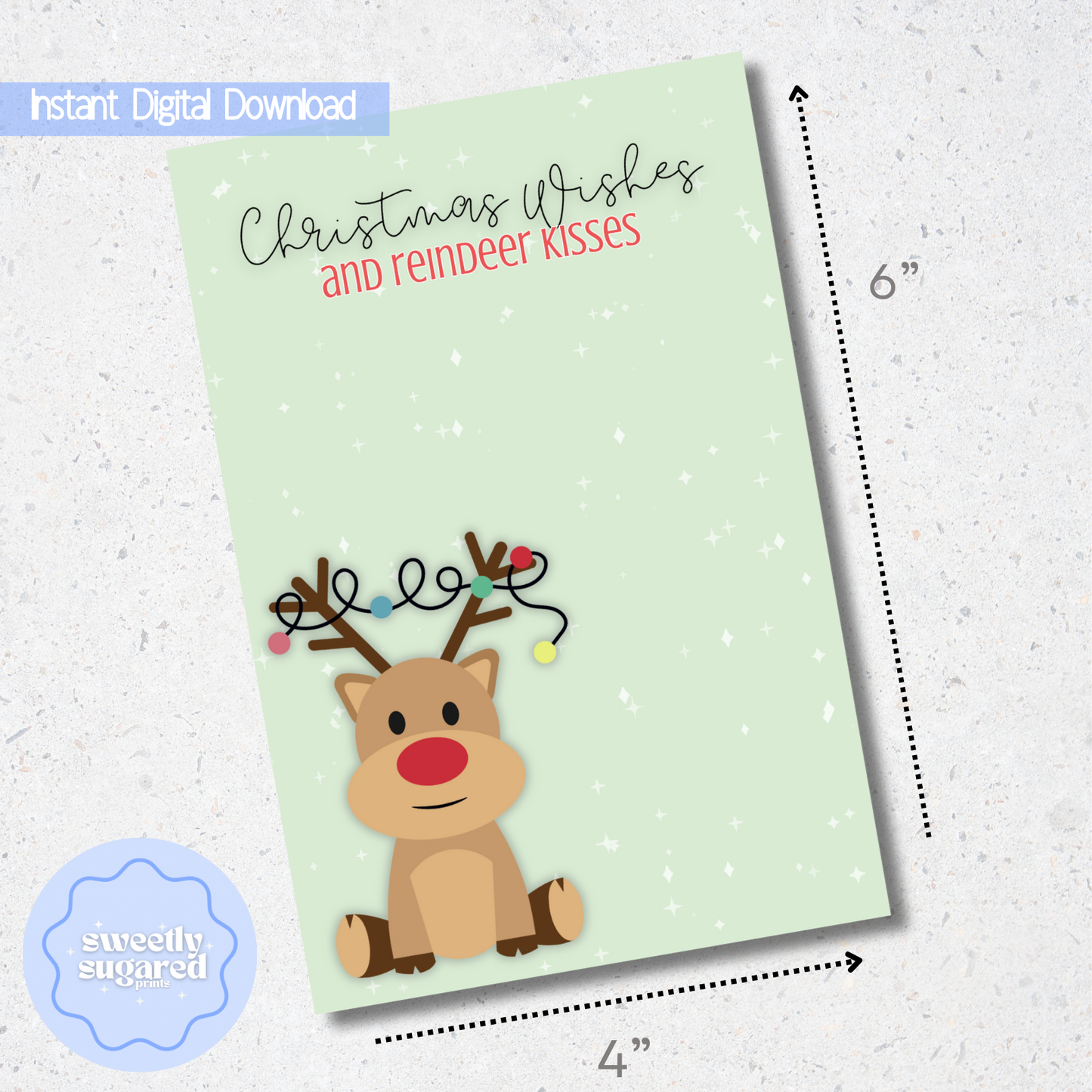 DIGITAL- Reindeer Kisses Christmas cookie card