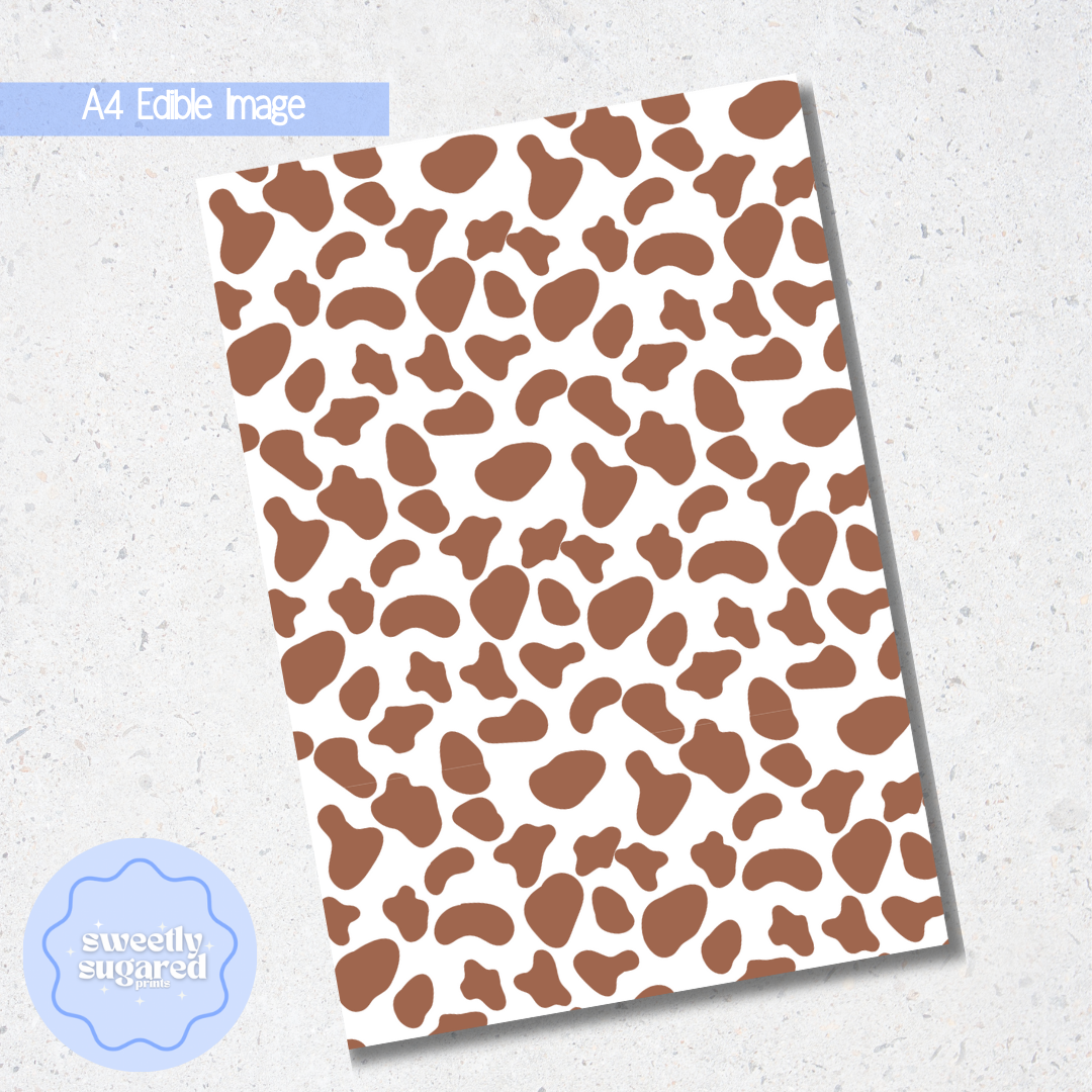 Brown Cow Print- A4 edible image