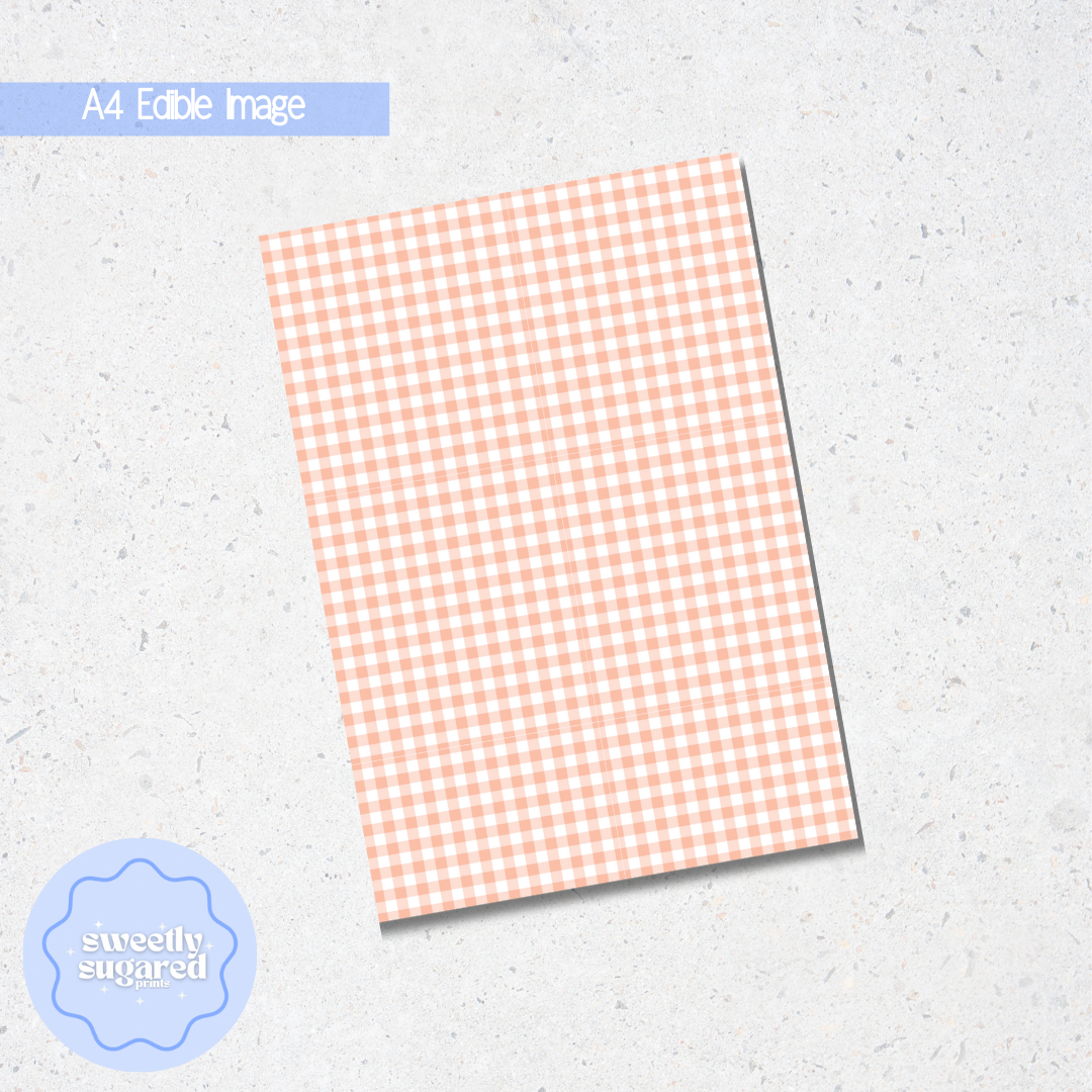Pastel Gingham- A4 edible image