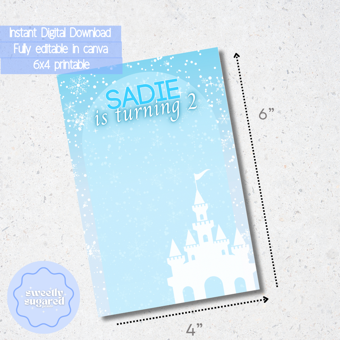 DIGITAL- Winter Princess cookie card- Editable