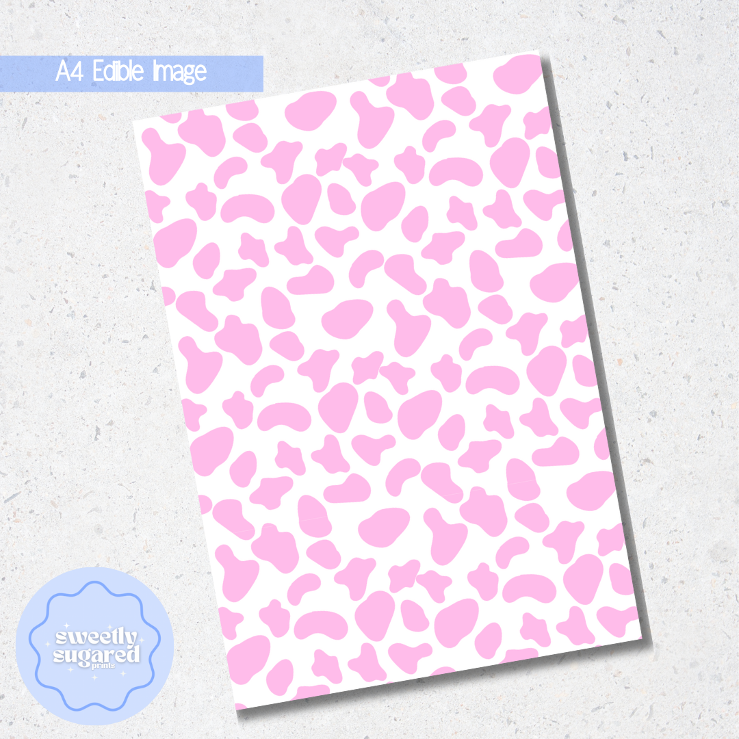 Pink Cow Print- A4 edible image