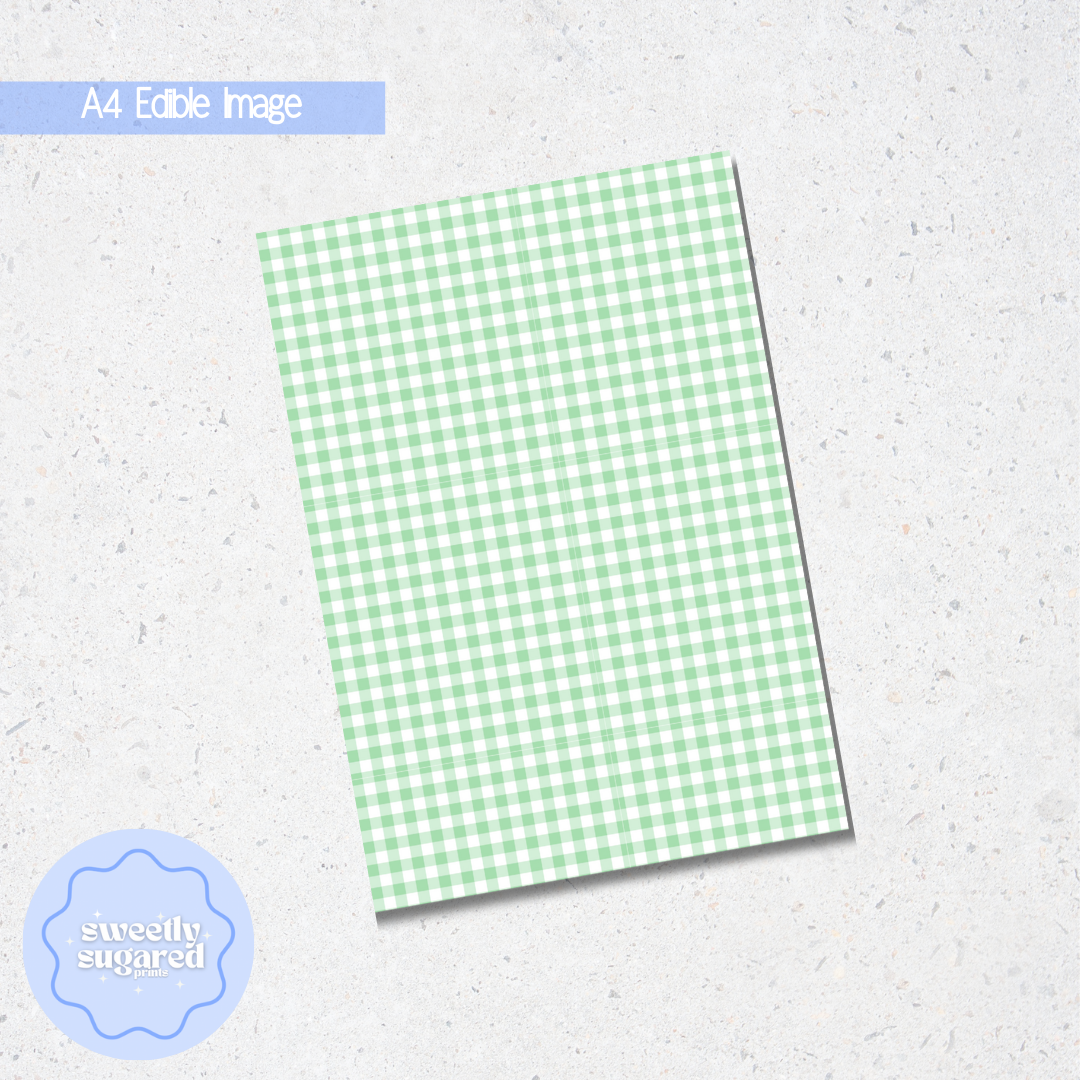 Pastel Gingham- A4 edible image
