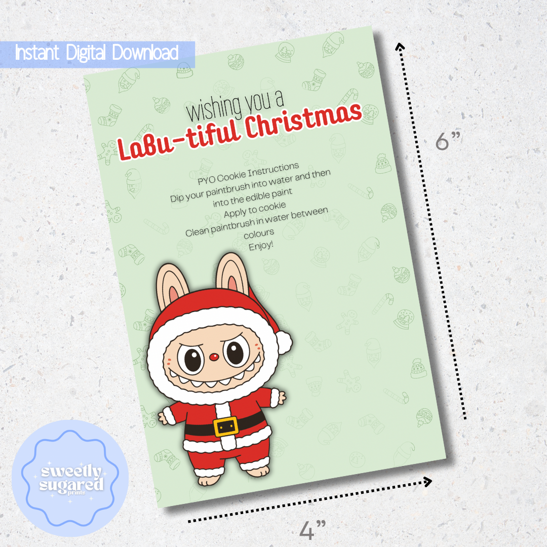 DIGITAL- Labubu Christmas cookie card- santa
