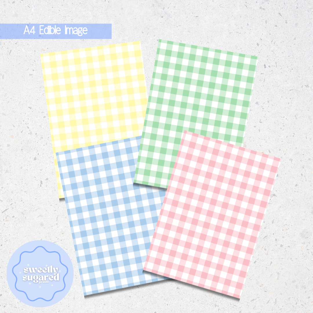 Pastel Gingham- A4 edible image