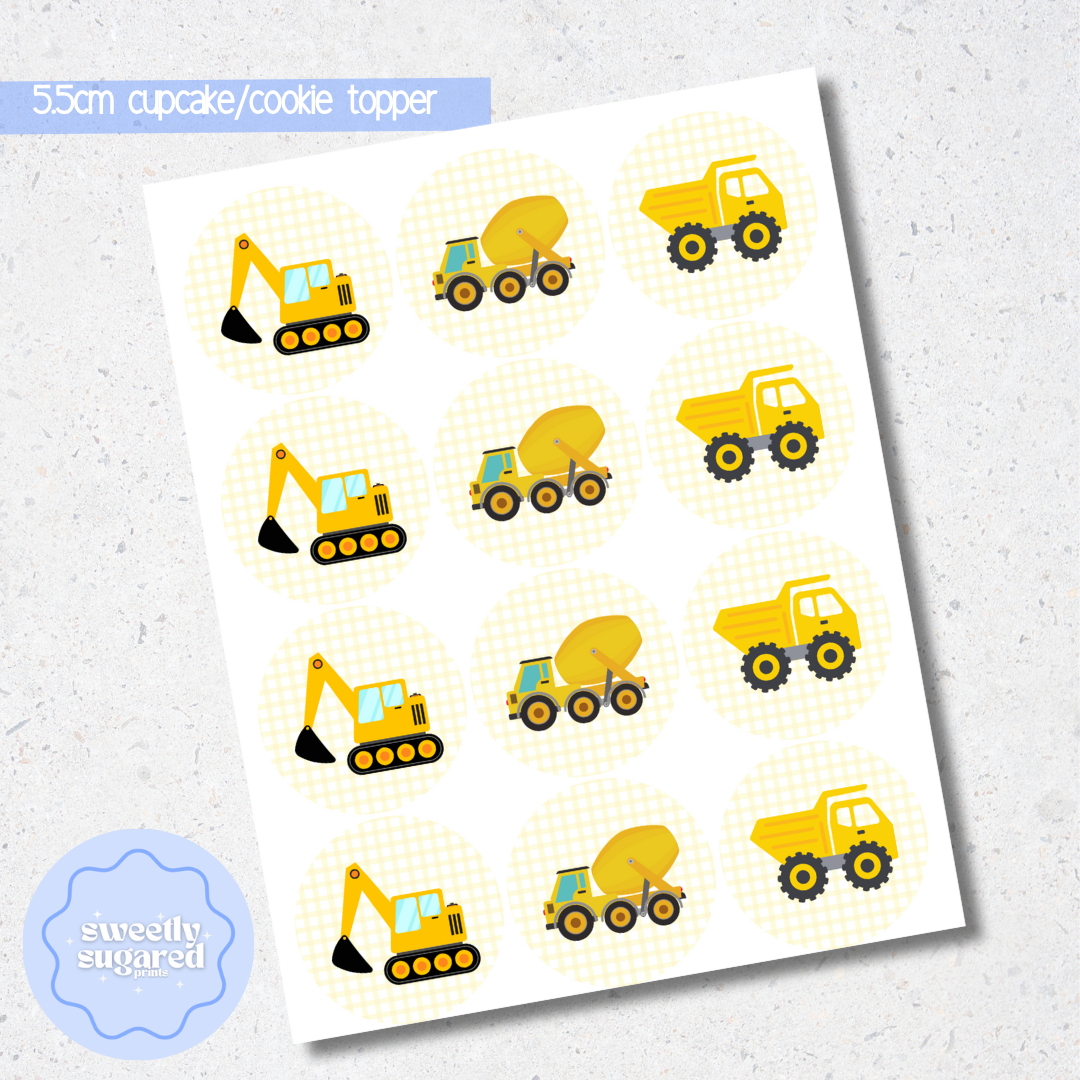 Construction edible cupcake/cookie toppers