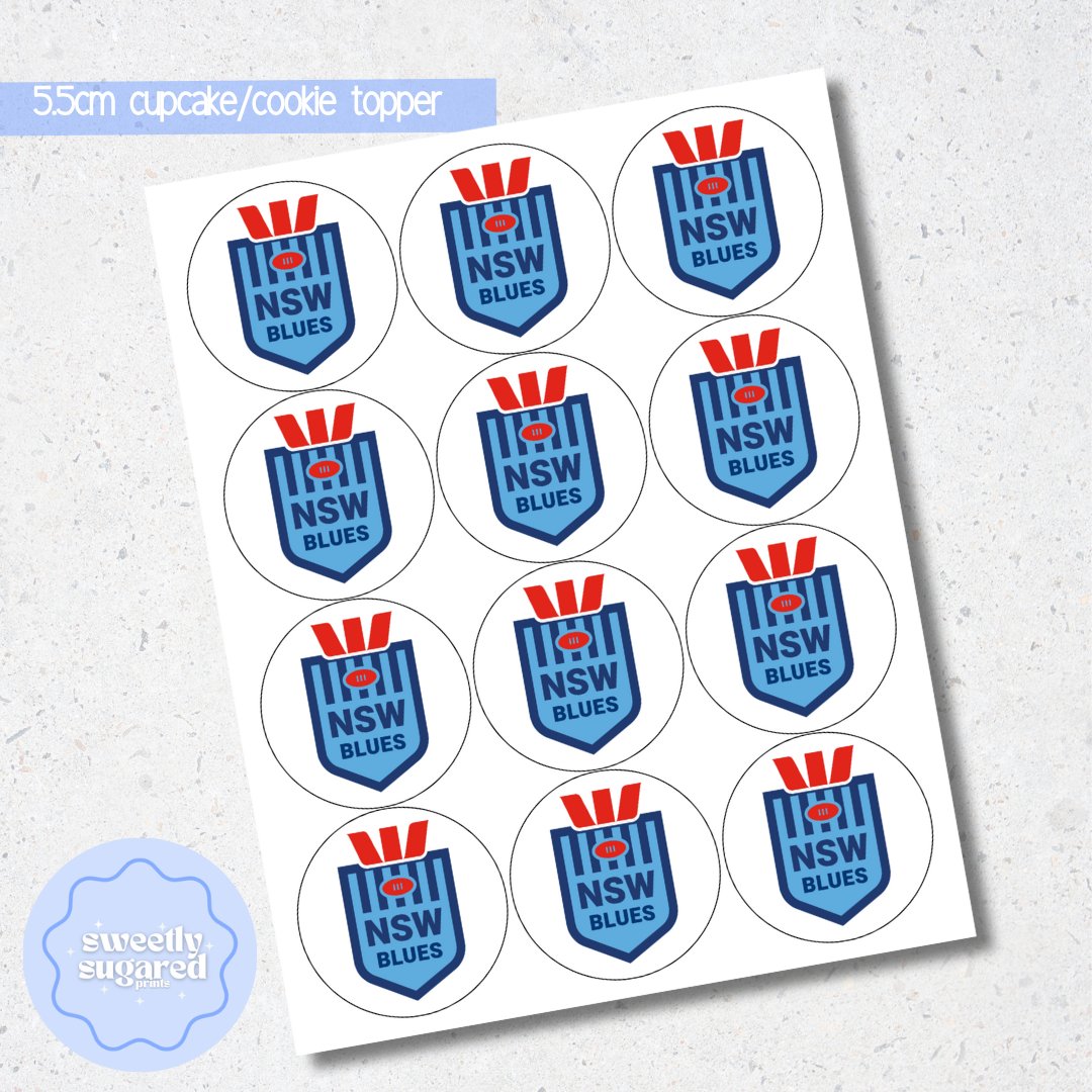 State of Origin NSW edible cupcake/cookie toppers