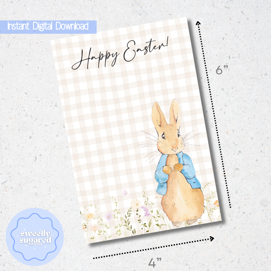 DIGITAL Happy Easter boy bunny cookie card