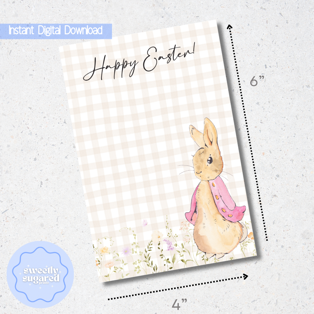 DIGITAL Happy Easter girl bunny cookie card
