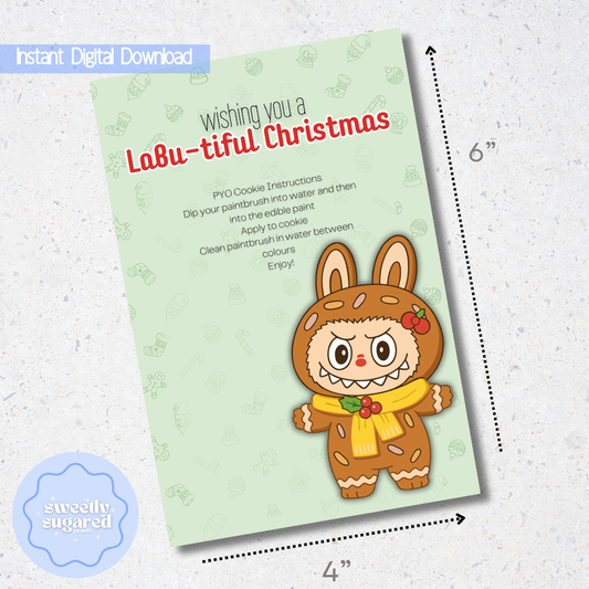 DIGITAL- Labubu Christmas cookie card- gingerbread