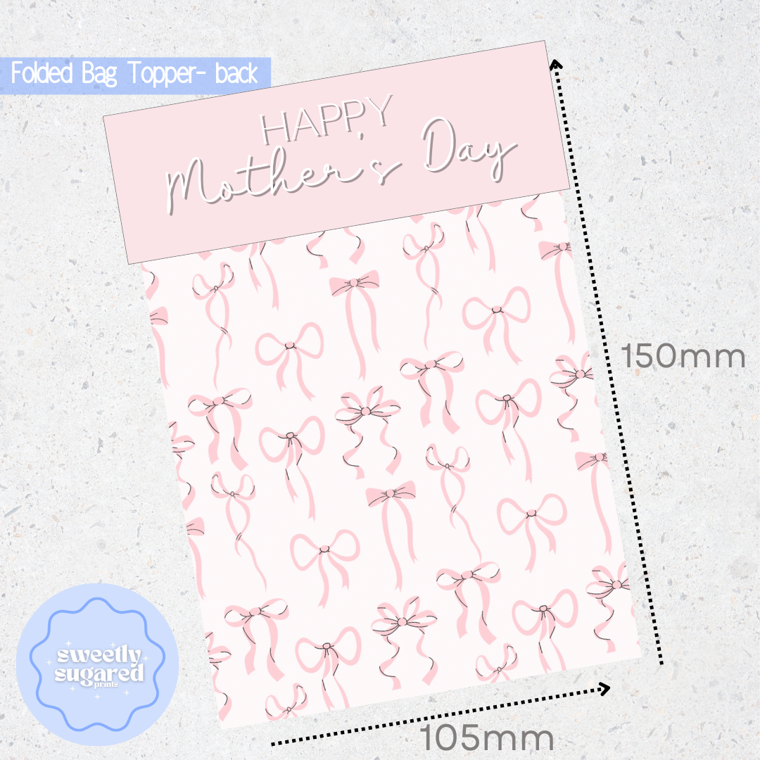 'Mothers Day' Bag Topper double sided- bows 10 pack
