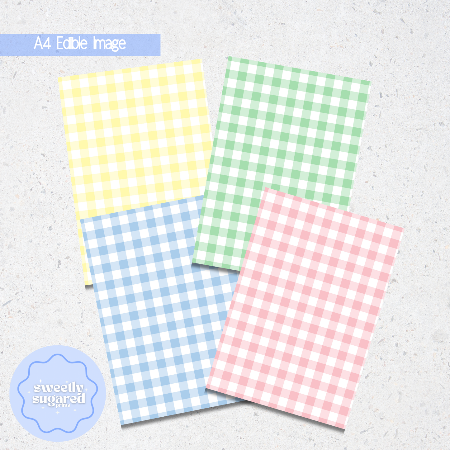 A4 pastel gingham edible sheet