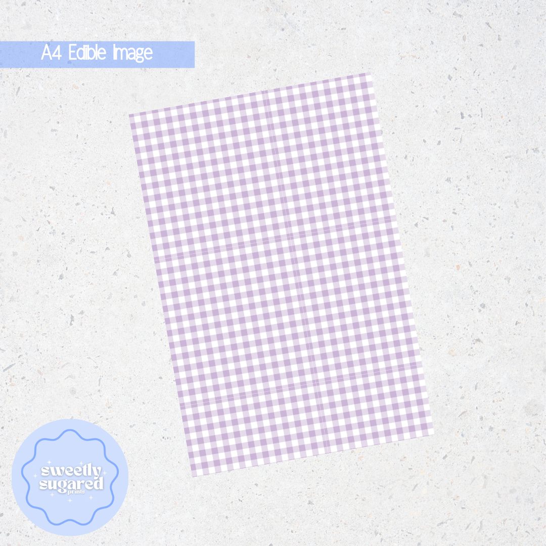 Pastel Gingham- A4 edible image