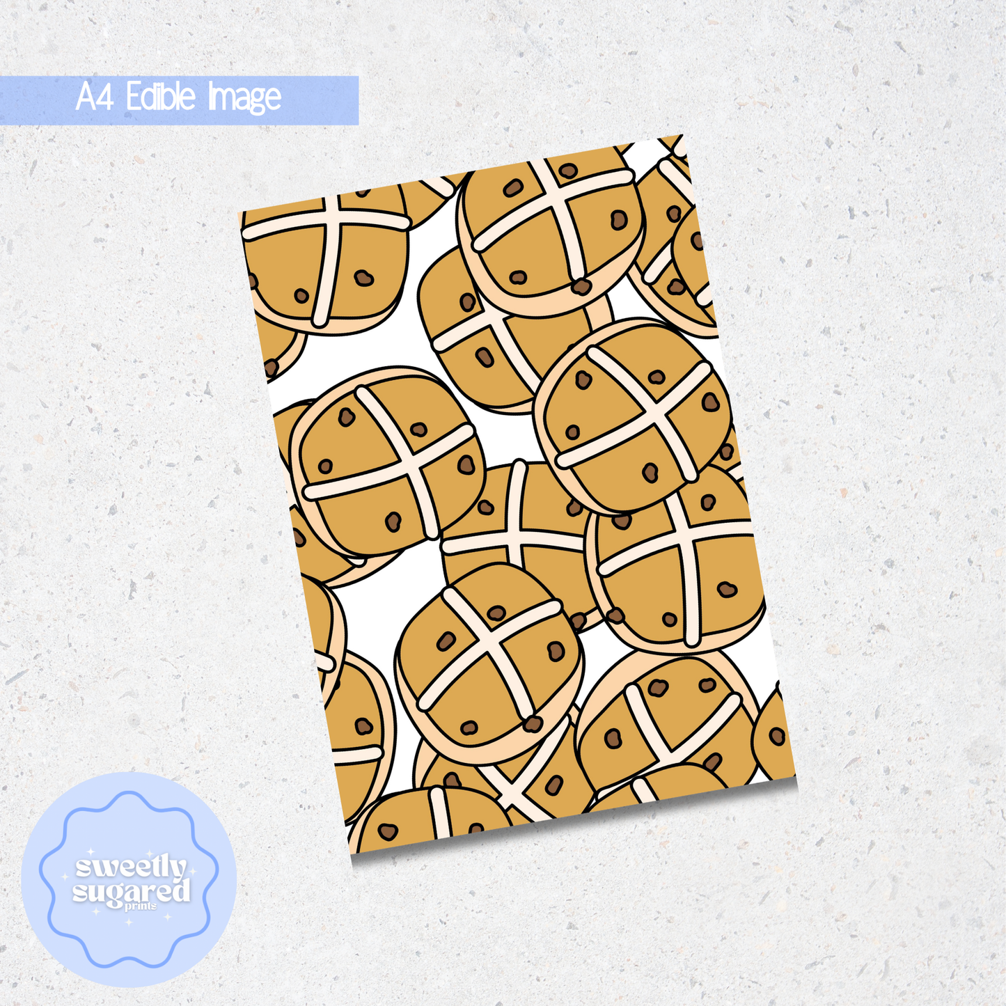 A4 Hot cross bun edible sheet