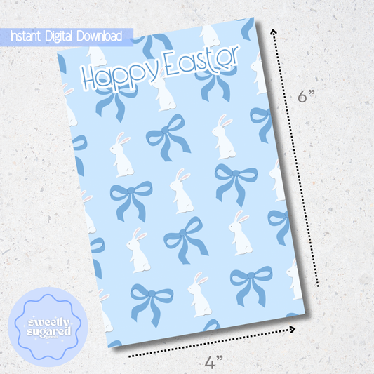 DIGITAL blue bows cookie card