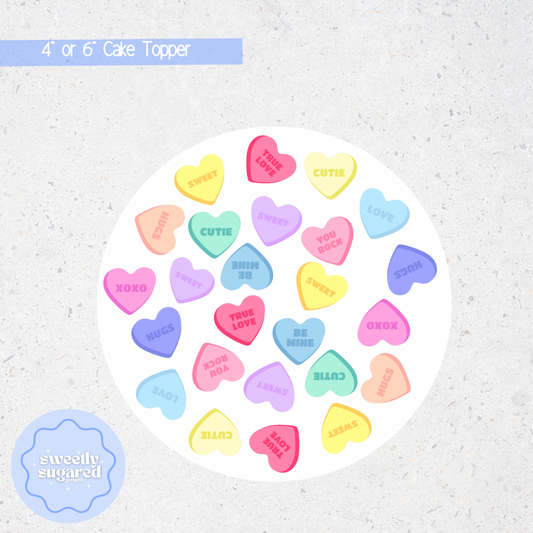 Candy Hearts Valentines Day Bento Cake topper