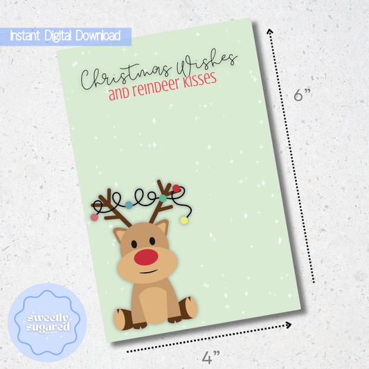DIGITAL- Reindeer Kisses Christmas cookie card