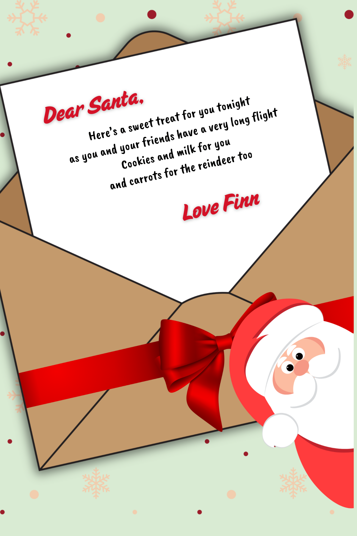 DIGITAL- Letter to Santa cookie card- Editable