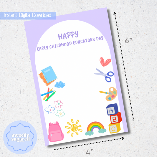 DIGITAL- Early Educators Day cookie card- Purple