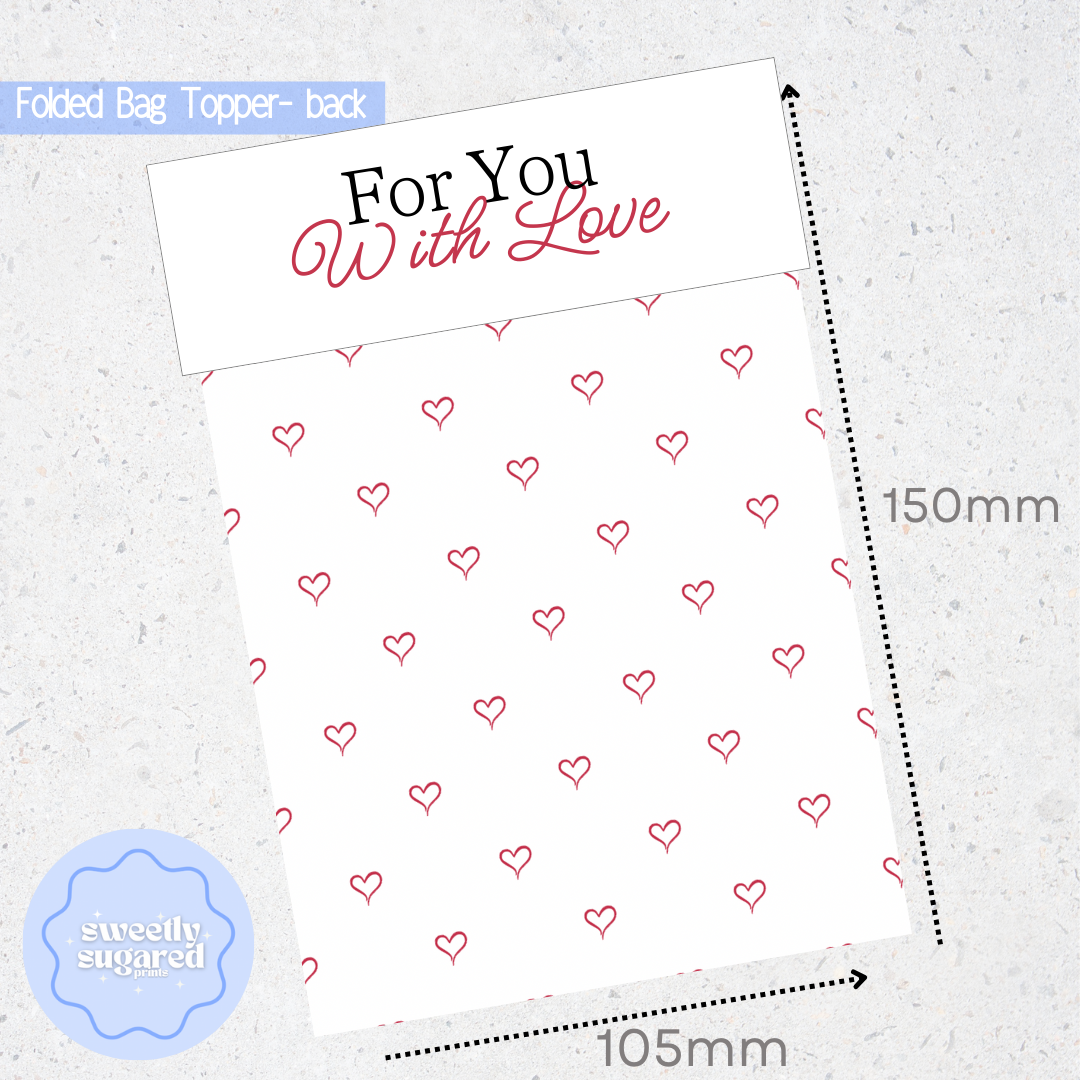 'With love' Bag Topper double sided- with love 10 pack