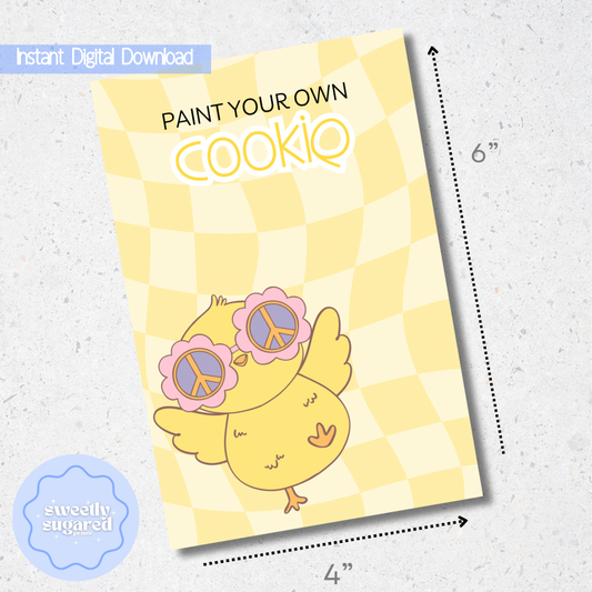 DIGITAL groovy easter cookie card yellow