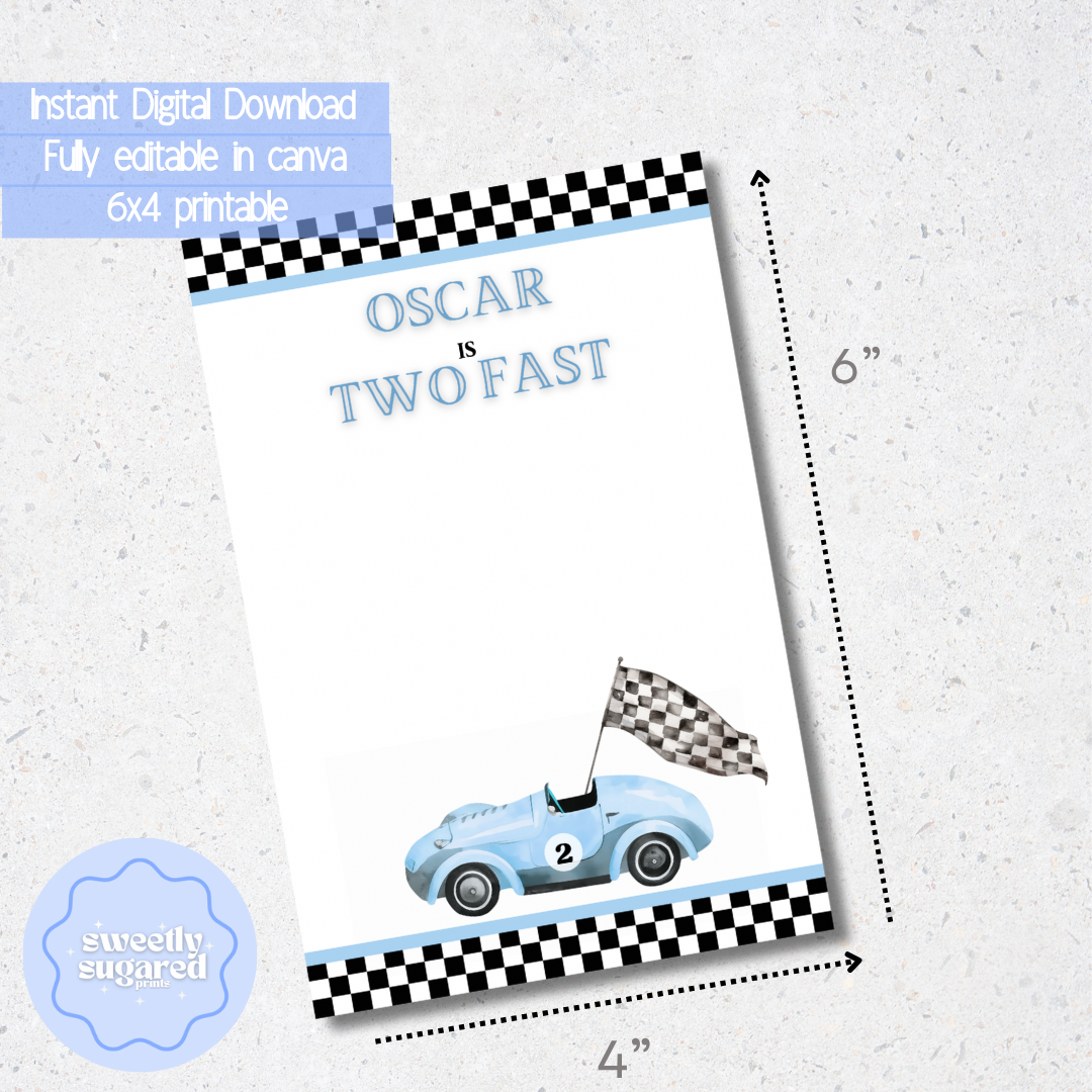 DIGITAL- Vintage Car cookie card- Editable
