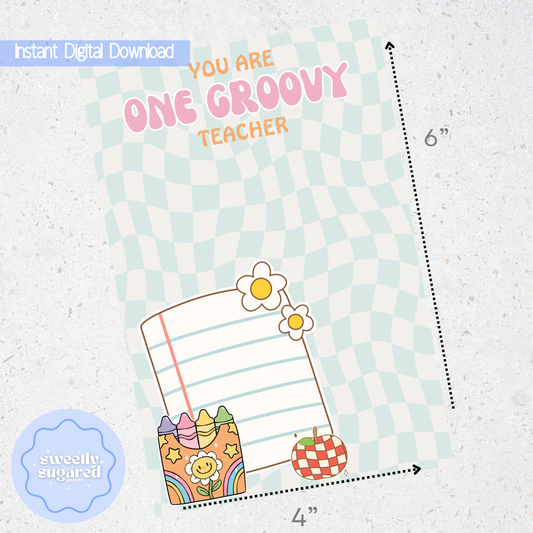 DIGITAL- Groovy Teacher cookie card