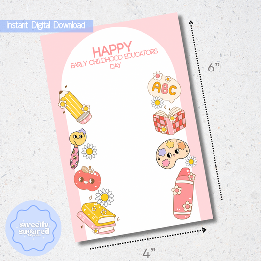 DIGITAL- Early Educators Day cookie card- Pink
