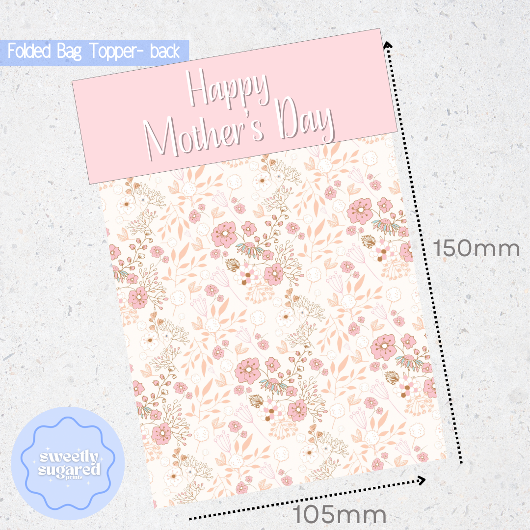 'Mothers Day' Bag Topper double sided- floral 10 pack