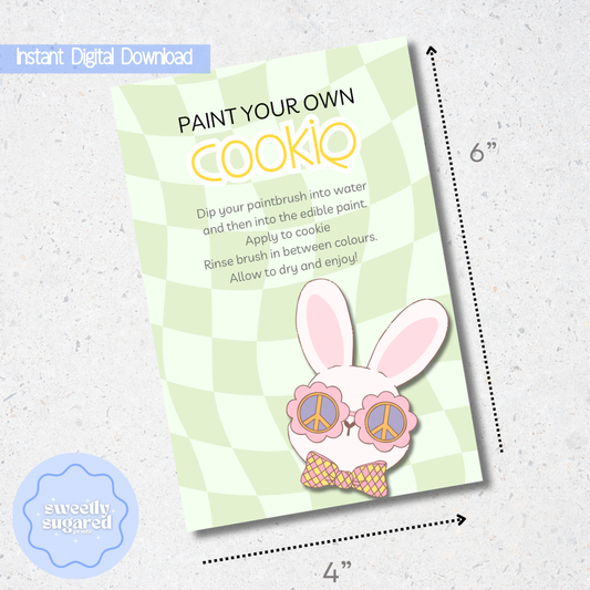 DIGITAL groovy easter bunny cookie card green