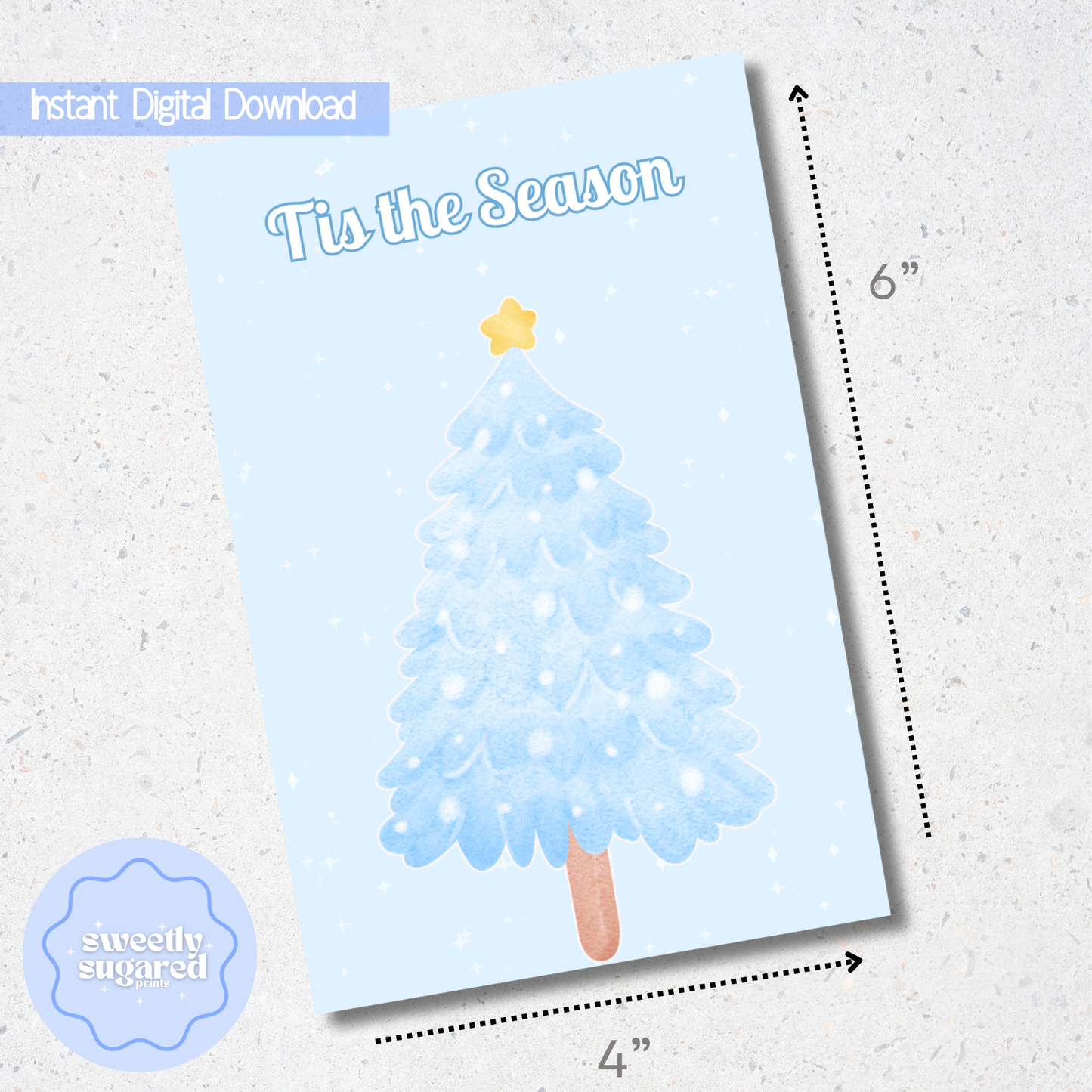 DIGITAL- Tis the Season Christmas cookie card- Blue