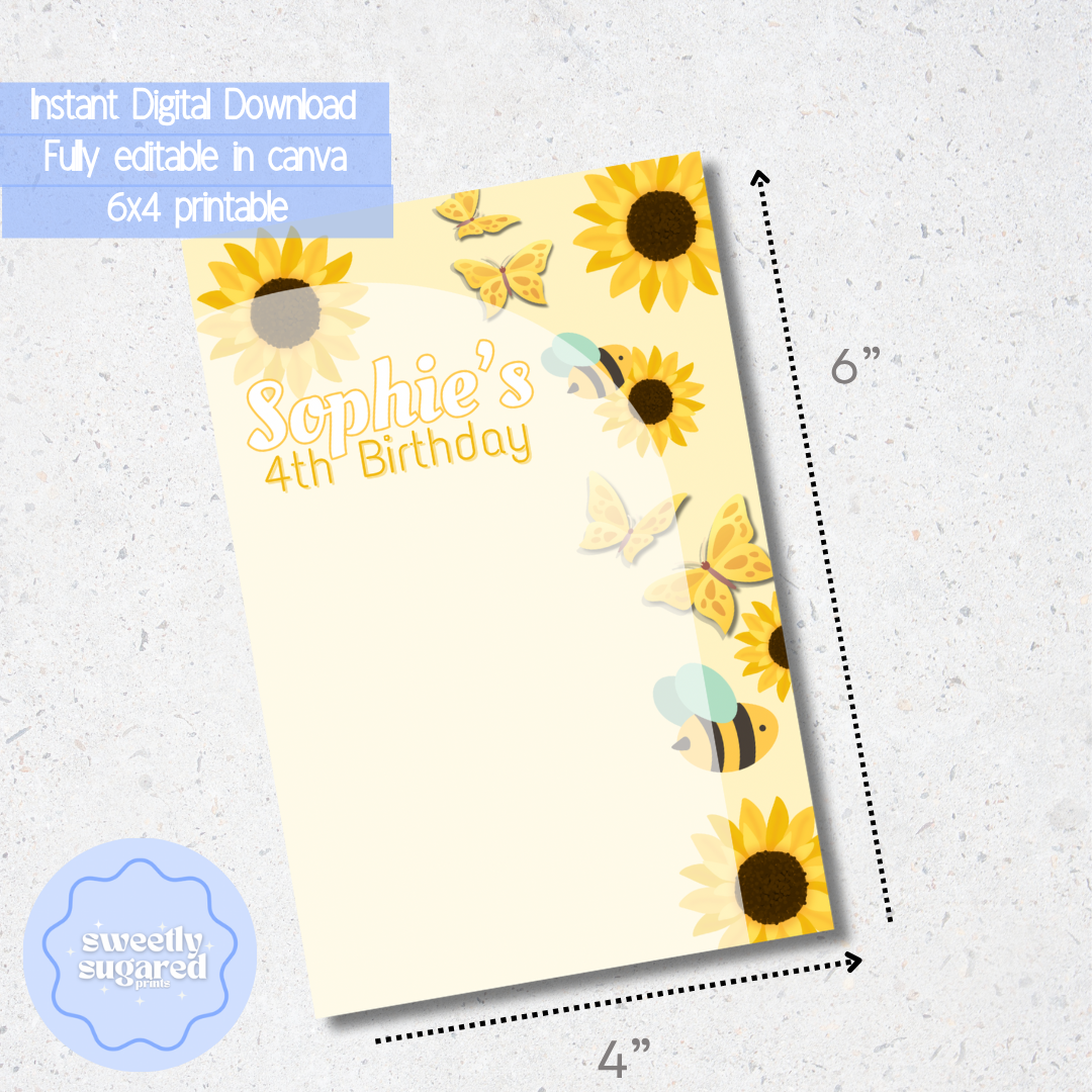DIGITAL- Bee cookie card- Editable