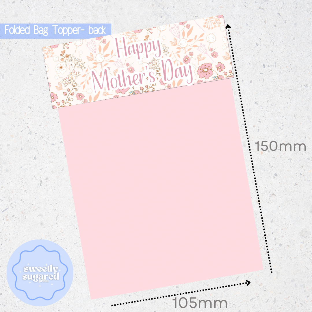 'Mothers Day' Bag Topper double sided- floral 10 pack