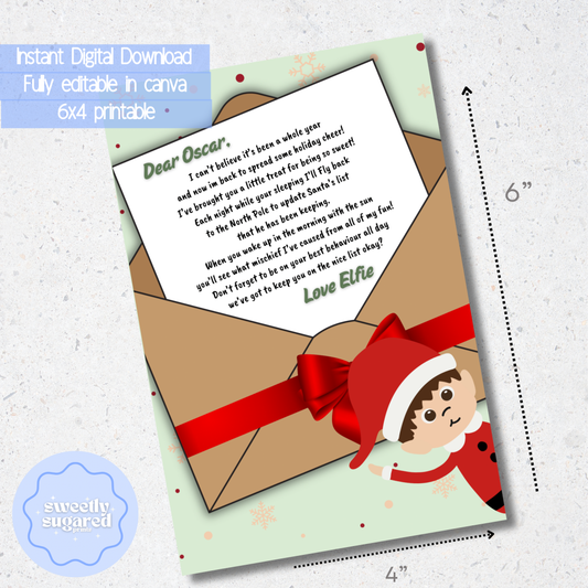 DIGITAL- Letter from Elf cookie card- Editable