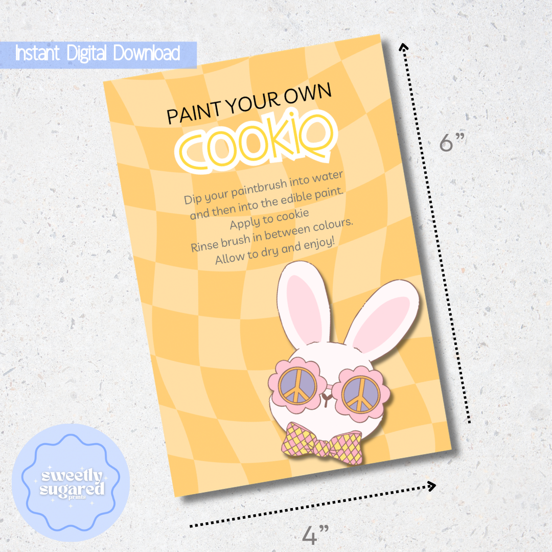 DIGITAL groovy easter bunny cookie card orange