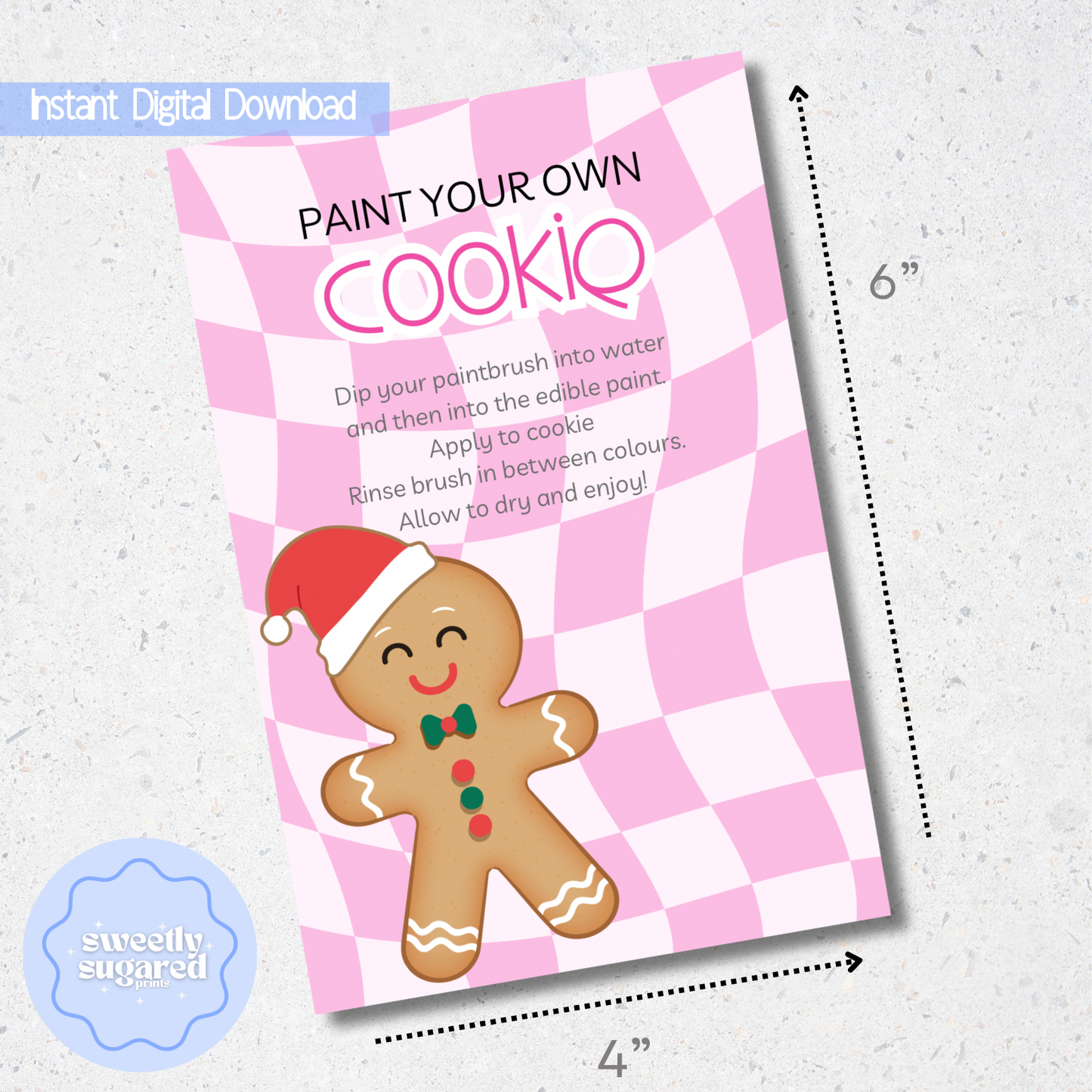DIGITAL- Christmas PYO cookie card - pink