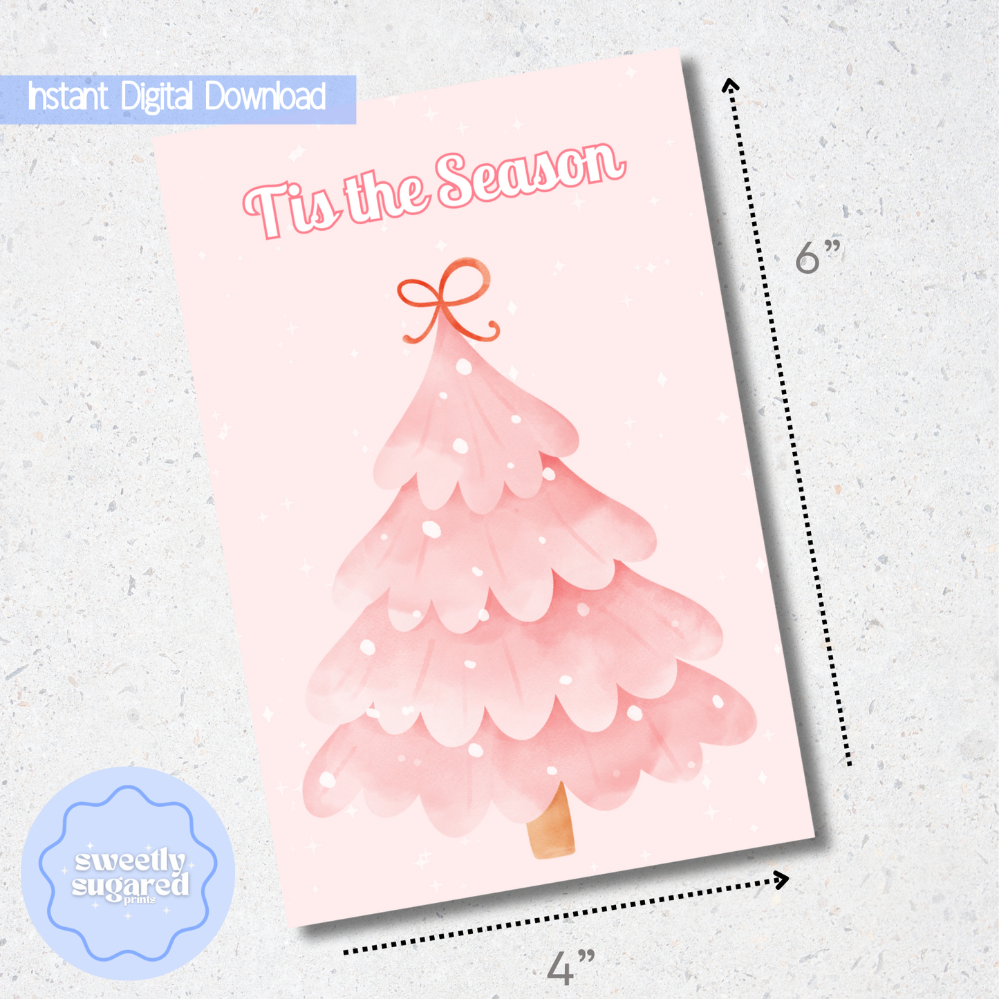 DIGITAL- Tis the Season Christmas cookie card- Pink