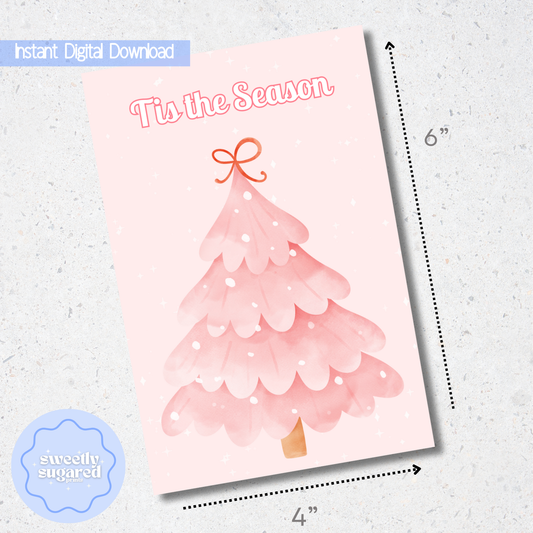 DIGITAL- Tis the Season Christmas cookie card- Pink
