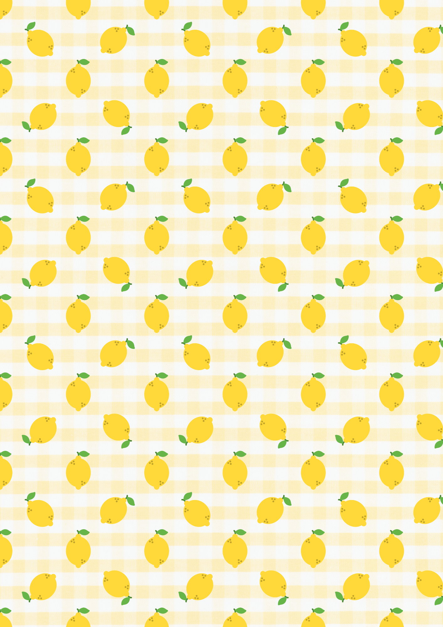 Lemon Gingham- A4 edible image