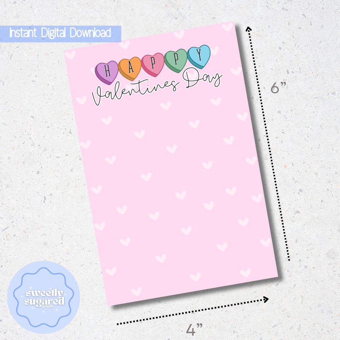 DIGITAL- Candy Hearts Valentines Day Cookie card
