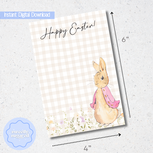 DIGITAL Happy Easter girl bunny cookie card