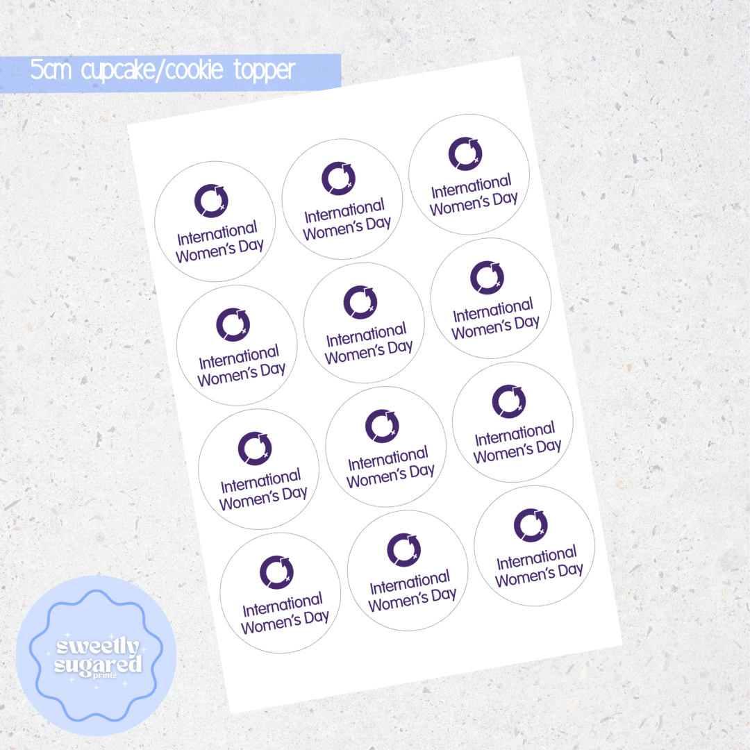 International Women’s Day cookie/cupcake toppers 5.5cm