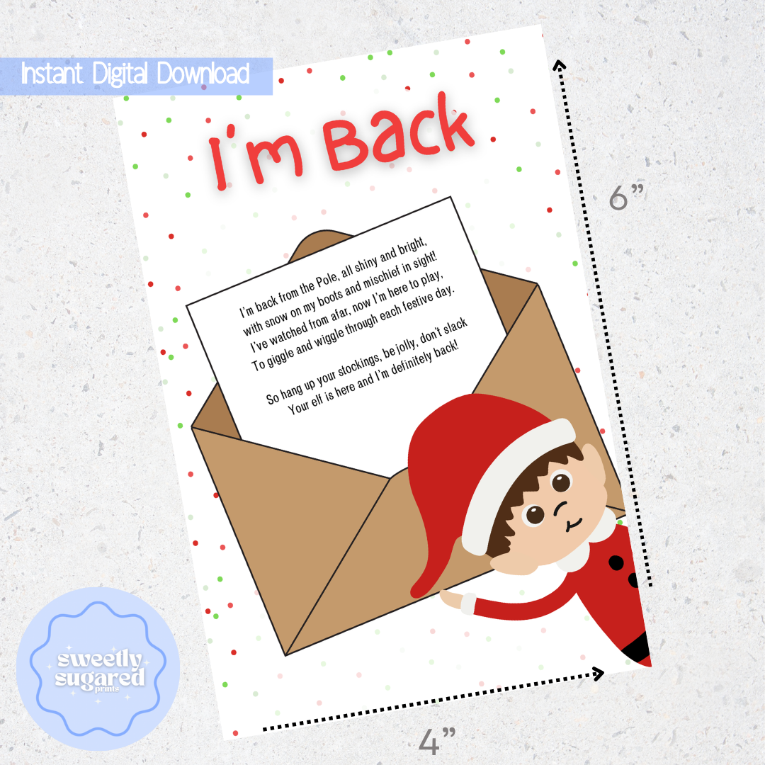 DIGITAL- I’m Back Elf cookie card