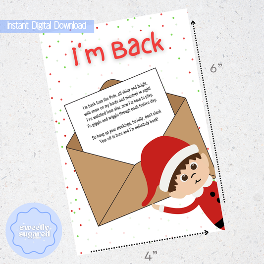 DIGITAL- I’m Back Elf cookie card